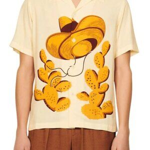 SANDRO Cactus Graphic-print Woven Shirt In Naturels